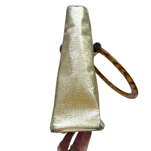 Vintage 1960s JR Florida Gold Tortoiseshell Handle Tote